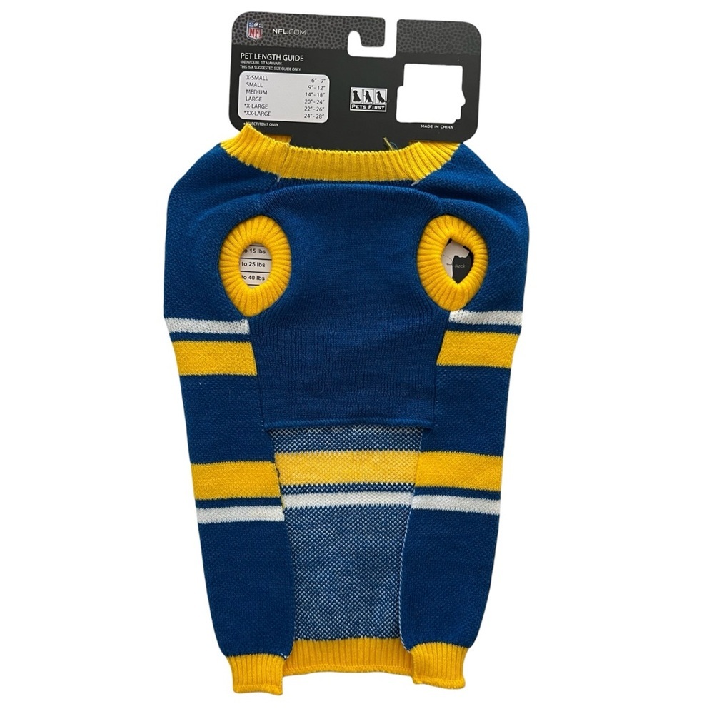 NFL Los Angeles Chargers Dog Pet Knit Sweater Blue Yellow Size Medium - Picture 4 of 6